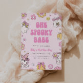 Een spooky babe groovy halloween 1e verjaardag kaart