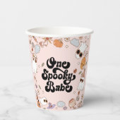 Een spooky babe groovy halloween 1e verjaardag papieren bekers (Voorkant)