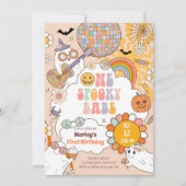 Een spooky babe retro halloween eerste verjaardag kaart (Voorkant)