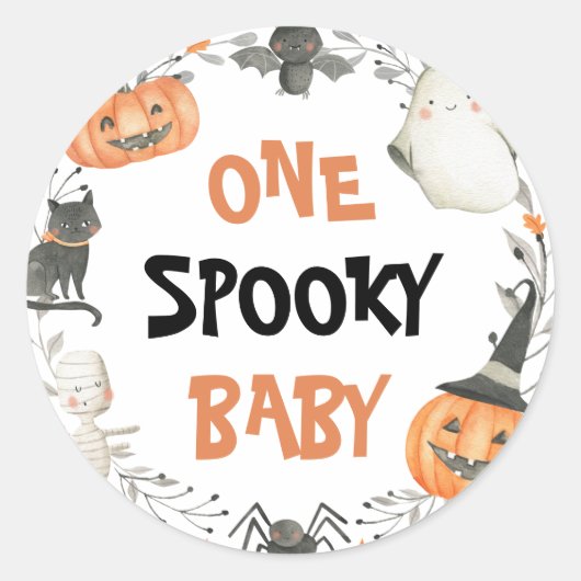 Een Spooky Baby Schattige Halloween Ghost Verjaard Ronde Sticker (Voorkant)