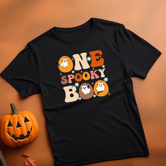 Een Spooky Boo Groovy Halloween Kat Ghost T-shirt