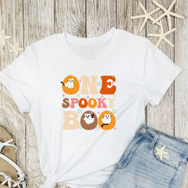 Een Spooky Boo Groovy Halloween Kat Ghost T-shirt