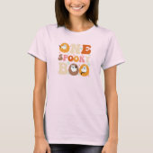 Een Spooky Boo Groovy Halloween Kat Ghost T-shirt (Voorkant)