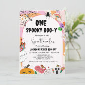 Een spooky Boo-y Ghost halloween groovy verjaardag Kaart (Staand voorkant)