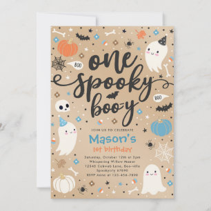 Een Spooky Boo-y Leuke Halloween Ghost 1e Verjaard Kaart