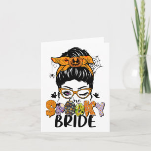 Een spooky bruid Halloween Messy Bun Witchy Monste Kaart