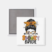 Een spooky bruid Halloween Messy Bun Witchy Monste Magneet (Voorkant / Achterkant)