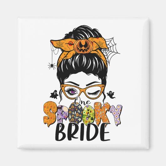 Een spooky bruid Halloween Messy Bun Witchy Monste Magneet (Voorkant)