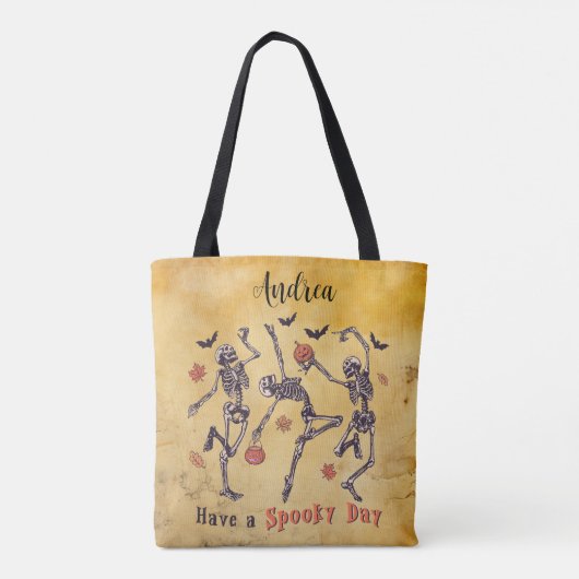 Een Spooky Day Dancing Skeletons Tote Bag (Achterkant)