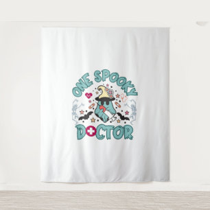 Een Spooky Doctor, schattige halloween dokter, ske Wandkleed
