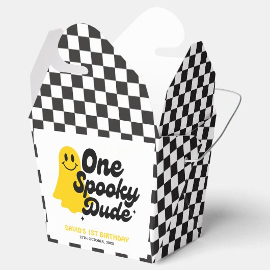 Een spooky dude retro halloween eerste verjaardag bedankdoosjes (Geopend)