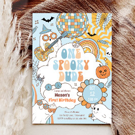 Een spooky dude retro halloween eerste verjaardag kaart