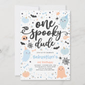 Een spooky dude schattige Halloween Ghost 1e Verja Kaart (Voorkant)