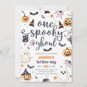 Eén Spooky Ghoul Cute Halloween Ghost 1st Birthday Kaart (Voorkant)