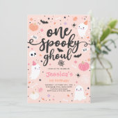 Eén Spooky Ghoul Cute Halloween Ghost 1st Birthday Kaart (Staand voorkant)