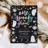 Eén Spooky Ghoul Cute Halloween Ghost 1st Birthday Kaart