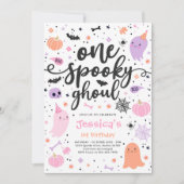 Eén Spooky Ghoul Cute Halloween Ghost 1st Birthday Kaart (Voorkant)