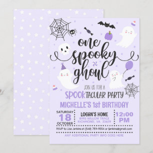 Een Spooky Ghoul Uitnodiging - Meisje (Paarse)