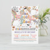 Een Spooky Ghoul Verjaardag Uitnodiging - Meisje/W (Staand voorkant)