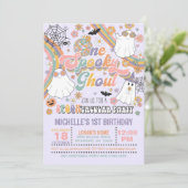 Een Spooky Ghoul Verjaardagsuitnodiging - Meisje/P Kaart (Staand voorkant)