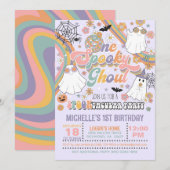 Een Spooky Ghoul Verjaardagsuitnodiging - Meisje/P Kaart (Voorkant / Achterkant)