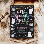 Eén Spooky Girl Cute Halloween Ghost 1e verjaardag Kaart