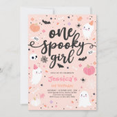 Eén Spooky Girl Cute Halloween Ghost 1e verjaardag Kaart (Voorkant)