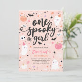 Eén Spooky Girl Cute Halloween Ghost 1e verjaardag Kaart (Staand voorkant)