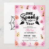 Een spooky jaar Halloween verjaardag uitnodiging (Voorkant / Achterkant)