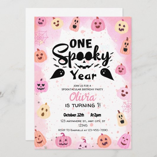 Een spooky jaar Halloween verjaardag uitnodiging (Voorkant / Achterkant)