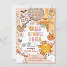 Een spooky jaar retro halloween eerste verjaardag