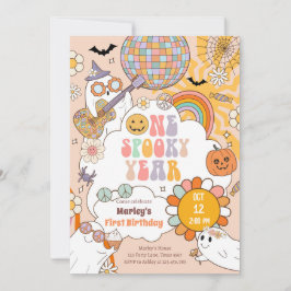 Een spooky jaar retro halloween eerste verjaardag kaart