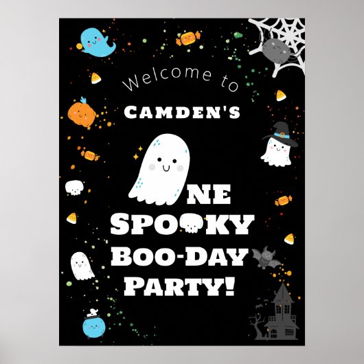 Een spooky kerel eerste verjaardag welkom teken poster (Voorkant)