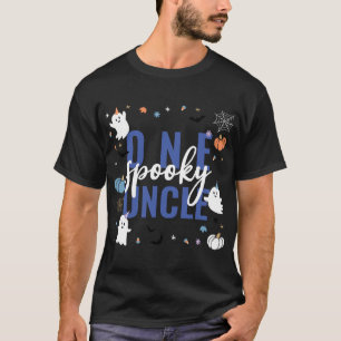 Een spooky oom blauw vet script Halloween T-shirt