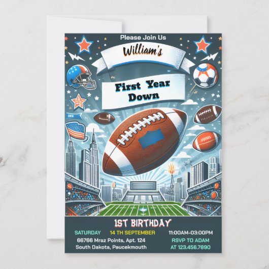 Een Sport kinder jongens ticket Football 1e Verjaa Kaart (Voorkant)