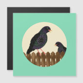 Een spreeuw, een gewone tuinvogel, zat op een hek (Voorkant / Achterkant)