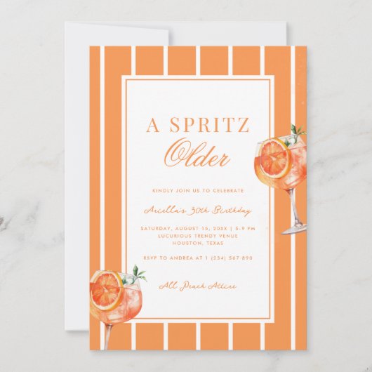 Een Spritz Oudere Perzik Cocktail 30e Verjaardag P Kaart (Voorkant)