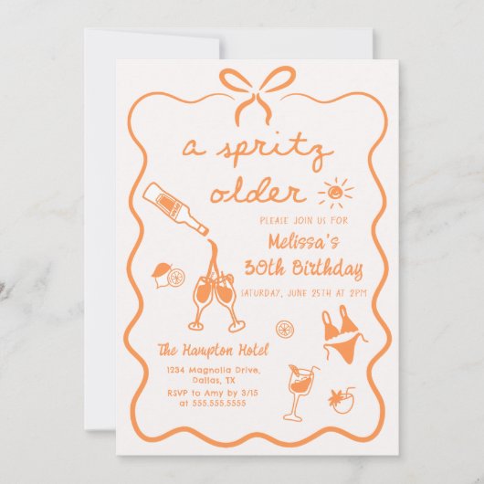 Een Spritz Oudere Verjaardag Uitnodiging (Voorkant)