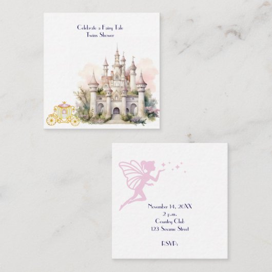 Een sprookjesachtig Baby shower Informatiekaartje (Voorkant / Achterkant)