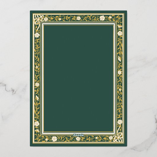 Een sprookjesachtig bos groen en goud Baby shower Folie Uitnodiging (Achterkant)