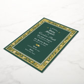 Een sprookjesachtig bos groen en goud Baby shower Folie Uitnodiging (Gedraaid)