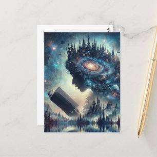 Een sprookjesachtige koningin die leest briefkaart