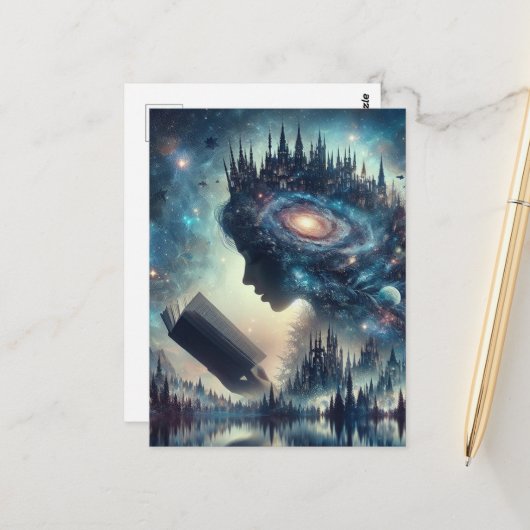 Een sprookjesachtige koningin die leest briefkaart (Voorkant / Achterkant in situ)