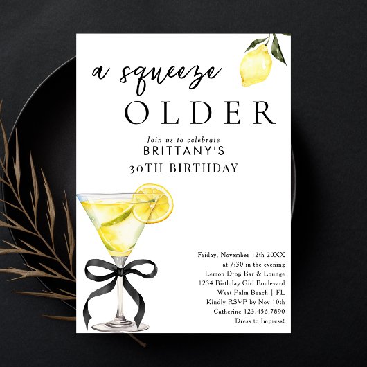 Een Squeeze Older Lemon Drop Martini 30e Verjaarda Kaart