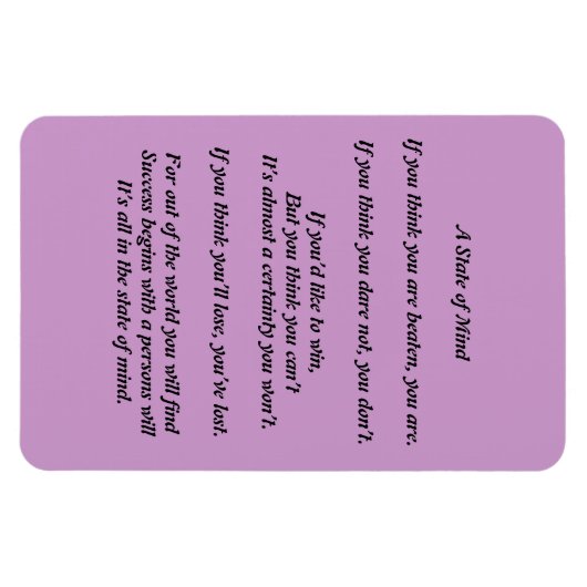 Een staat van Mind Poem Magnet Magneet (Horizontaal)