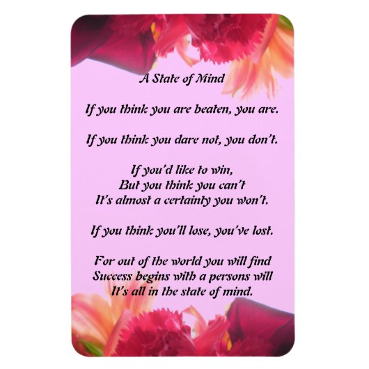 Een staat van Mind Poem Magnet Magneet (Verticaal)