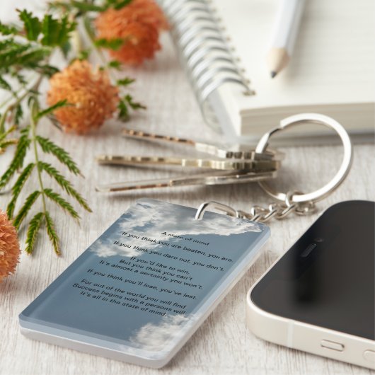 Een staat van Mind Poem sleutelhanger (Voorkant Rechts)