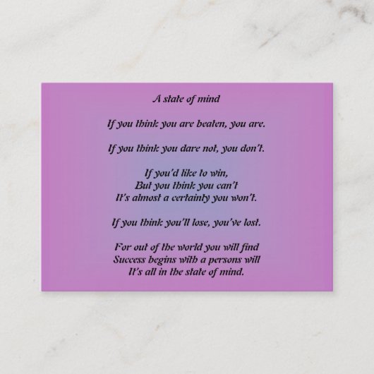 Een staat van Visitekaartje (Voorkant)