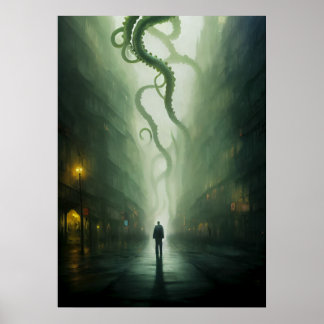Een stad onder Cthulhu Horror Poster