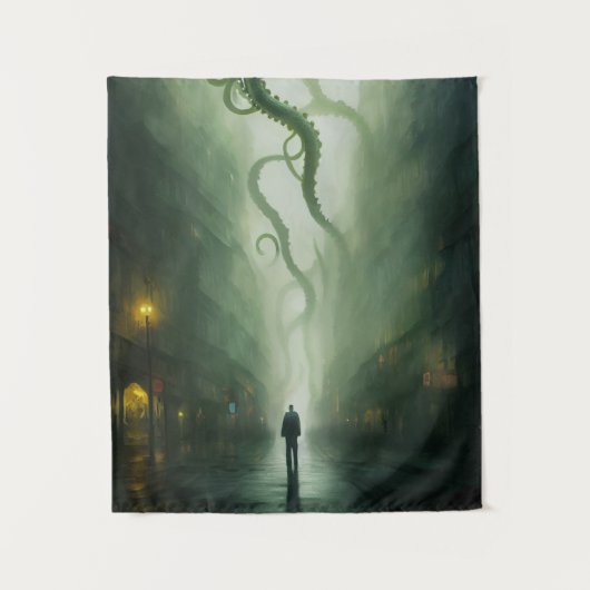 Een stad onder Cthulhu Horror Wandkleed (Voorkant)